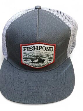 FISHPOND Trucker Hat Men's One Size Snapback Cap Grey Adjustable